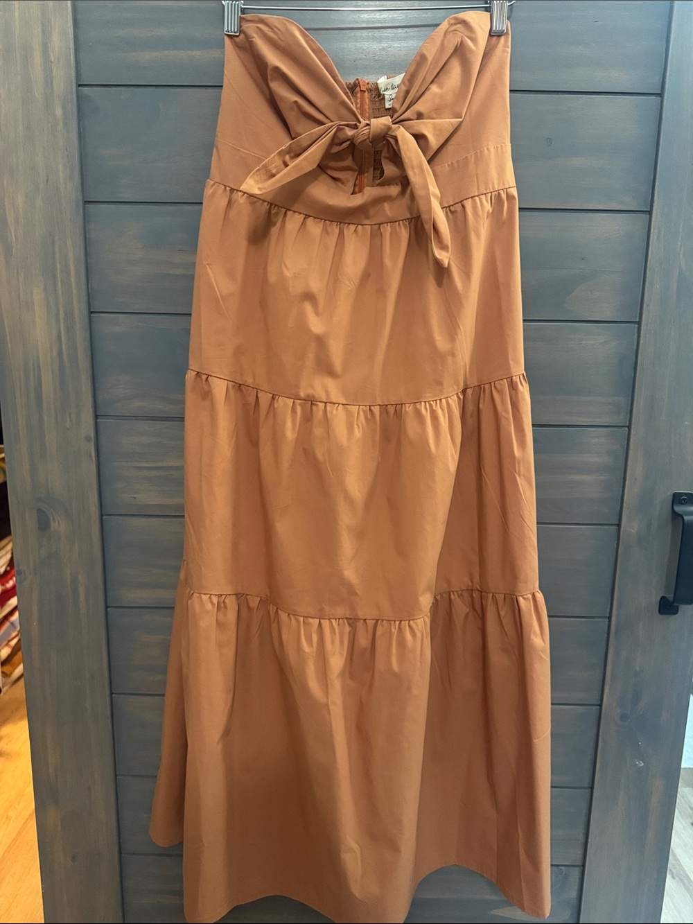 Anthropologie Tie-Front strapless dress in Burnt Orange